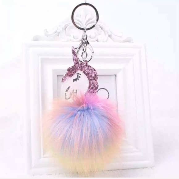 Other - 🔴 5/$20Light pink unicorn Pom Pom backpack charm